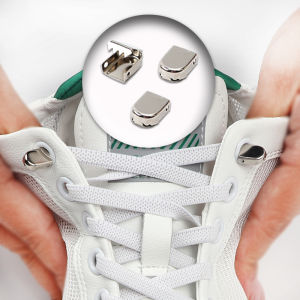 1Pair No Tie Shoelaces Metal Buckles Elastic for Sneakers One Size Fits All Adult Kids Quick Laces Lazy Sport Rubber Shoestrings