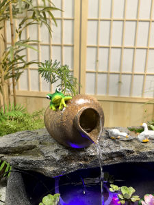 Modern Rustic Outdoor Balcony Single Ceramic Jar Water Feature Decorative Ornaments Creative Landscape Decoration Resin Craft