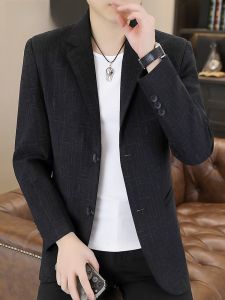 HENGYUANXIANG | Slim Fit Fashionable Thin Mens Suit Spring Autumn Casual High End Outerwear Standard Fit Button Decoration No Ironing Required