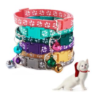 Kalung Kucing Lonceng Hewan Peliharaan Motif Tapak Kaki Adjustable Murah