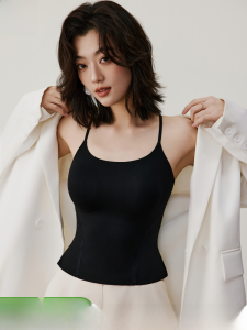 Miiow | Womens Camisole Tank Top With Chest Pad Summer Outdoor Wear Prevent Exposure Square Collar Sleeveless Base Shirt