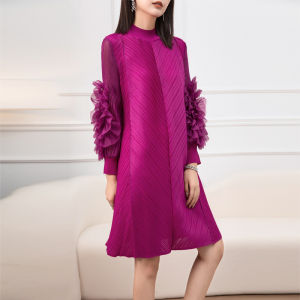 Váy Dài Thêu Công Nghiệp Nặng Cá Tính Mùa Xuân Cho Nữ Váy Acetate Tự Làm Kiểu Pháp Dáng Rộng Xếp Li YS20216