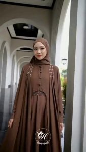 Haneen Abaya Dress Gamis Murah Haneen Abaya Set Slim Elegant Payet Gamis Dengan Cuttingan Draperi