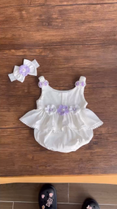 BD246 Body chíp 2 dây nơ tím RIOKIDS quần áo cho bé gái sơ sinh đầy tháng thôi nôi