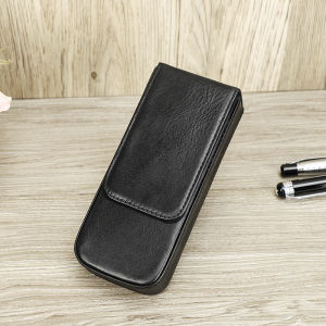 CONTACTS Handmade Genuine Leather Pen Case Multicolor 3 Slots Luxury Brand Pen Box Removable Pen Tray Protective Pen Pouch