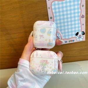 Cute Bear Tulip Patterned AirPods pro 2 Case Womens Style Wireless Bluetooth Earphone Protective Cover Anti-Fall Soft Shell