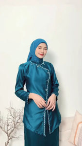 One Set Wisuda Alea Baju Kurung Melayu Polos Satin Dress Kondangan Payet Mewah Wisuda Lamaran
