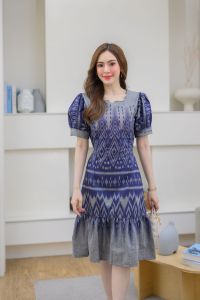 เดรสลายตะขอกนกผ้าฝ้ายเชียงใหม่ อก40444852