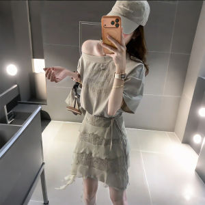 XUECAIQI | Relaxed Lazy Style Irregular Hem T-shirt Dress
