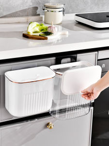 Wall-Mounted Kitchen Garbage Can with Lid for Living Room Bathroom Bedroom Toilet Waste Storage Bucket Home Cleaning Tools
