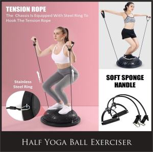 Bosu Ball / Balance Training Ball / Inflatable Gym Ball For Yoga Pilates Bodybuilding With Resistance Bands