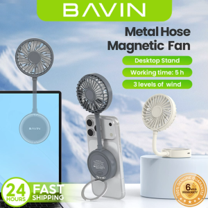 BAVIN BF017 Magnetic Portable Handheld Fan w/ Foldable Stand Multi-Angle Metal Hose & 6000RPM 3-Speed Strong Wind