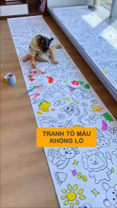 Cuộn Tranh tập tô màu dán tường (30*300cm) nhiều chủ đề có thể cắt hình dán làm kỉ niệm đồ chơi thông minh cho bé-Loki Kids