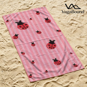BILIBILI | Pink Ladybug Stripe Quick Drying Beach Towels Ultra Lightweight Fast-drying Super Absorbent It is a must-have item for summer