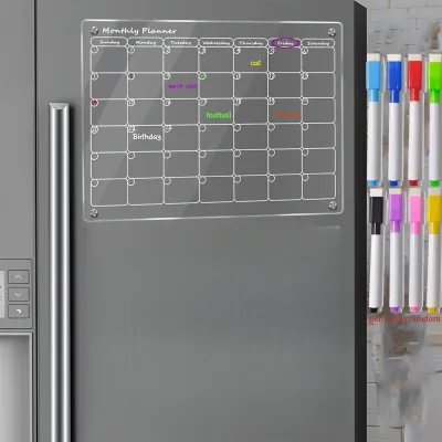 Acrylic Magnetic Menu Board for KitchenAcrylic Weekly Calendar for FridgeClear Meal Planner for Refrigerator