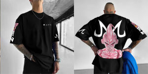 Dragon Ball Mens T-Shirt Majin Buu Japanese Anime Summer Boy Childrens Short Sleeve Trend Oversize Versatile Parent-Child Wear