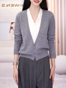 QINGNAER | Oversized Color Block V-Neck Knit Sweater