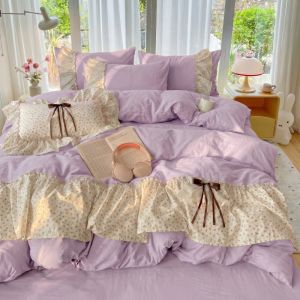JoynCleon | Bộ Drap và Rèm Giường Không Bằng Cotton Phù Hợp Quanh Năm có Ren