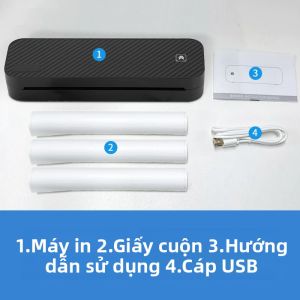 Máy In Nhiệt Không Mực A4 Di Động Máy In Tài Liệu Cuộn Giấy Bluetooth Cho Văn Phòng Trường Học Tại Nhà - Hỗ Trợ PDF Excel Word