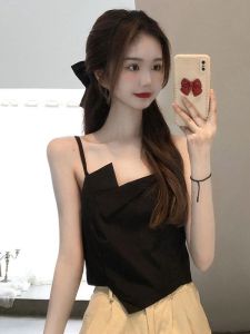 Sweet And Spicy Short Suit Jacket Womens Summer New Asymmetric Inner Wear Unique Slimming Top T-Shirt Commute Style Regular Sleeveless
