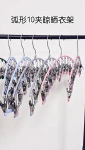 Móc 10 Kẹp Treo Đồ Chất Liệu Inox Phối Nhựa Màu Có Khóa Chống Gió Móc Kẹp Treo Tất Vớ Đồ Lót Chắc Chắn Không Lo Bị Rơi