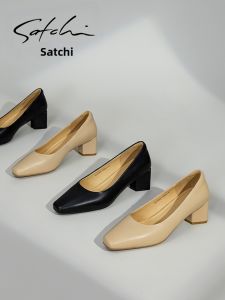 Leather Square Toe Medium Heel Pumps New Arrivals