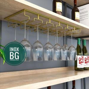 Giá Treo Ly Giá Gài Ly Gắn Tủ Bếp Tiện Lợi màu vàng