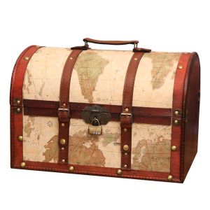 Large Size Wooden Storage Box Retro Lock Puzzle Design Organizer Box for Toys Clothes Books Kitchen Items Family Organizer