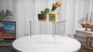 1Pc Acrylic Display Riser Clear Shelf Potted Plant Display Stand 4 Leg Souvenir Display Stand for Collectibles Figures and Plant