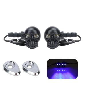 2 Chiếc Đầu Lâu Đèn LED Xe Máy Đèn Tín Hiệu Với Bộ Chuyển Đổi Miếng Đệm Mắt Đại Bàng Đèn Chống Nước Sương Mù Phía Sau Đèn Hậu Trang Trí