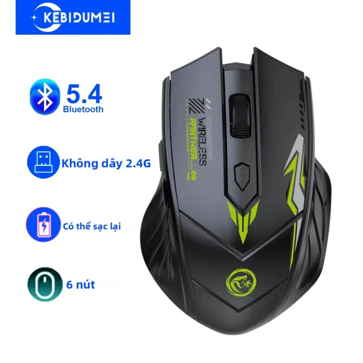 Chuột Không Dây 6 Nút 2.4G/Bluetooth 5.4 Chế Độ Kép, 1600 DPI, Sạc Lại ...