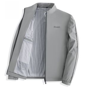 ROMON | Lormen Mens Administrative Jacket Spring Autumn New Fashion Loose Casual Stand Collar Workwear Windproof Outerwear Coat