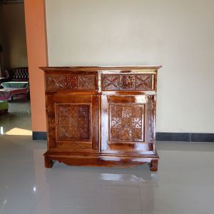 bufet tv jati minimalis 1 meter 2 pintu + 2 laci finishing warna siap pakai