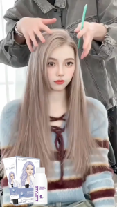 👍No need to bleach👍 Hair Dye 100ml+100ml The essence of the plant extract is mild without hurting the hair(Mint brown,Pink Brownnatural milk tea brown/hazelnut gray rice dumpling hair dye natural hair dye natural hair dye set )