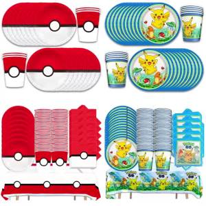 Takara Tomy | Decoración de cumpleaños de dibujos animados Conjunto de vajillas de fiesta de niños Copa de papel Placa de papel Servilletas Ma