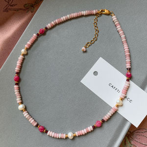 CAFFTI | Luxury Minimalist Freshwater Pearl Rose Quartz Necklace