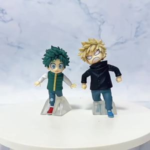 Bandai | My Hero Academia Childhood Q Version Figure Izuku Midoriya & Katsuki Bakugo Anime Ornament for Car & PC Case Bandai Prize Figu