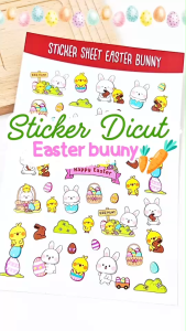 สติ๊กเกอร์ ไดคัท ลาย Easter Bunny - Sticker Dicut กันน้ำ รูปการ์ตูน ขนาด A6 (SD013)