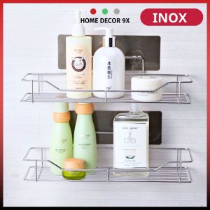 Kệ Inox Nhà Tắm Dán Tường Giá Để Đồ Nhà Bếp Đa Năng Tặng Kèm Miếng Dán