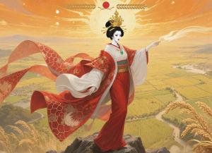 500 1000 1200 2000pcs Jigsaw Puzzle Amaterasu Japanese Sun Goddess Flowing Robes And Golden Rice Fields For Adults Home Decor