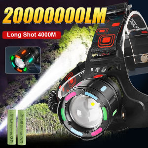 20000000LM Strong Light LED Headlight High Power Fishing Head Torch Rechargeable Front Lamp Outdoor Headlamp For Camping Hunting