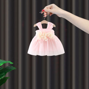 Váy Công Chúa Mùa Hè Cho Bé Gái Váy Sinh Nhật Cho Bé Gái Váy Cotton Pha Trộn Màu Hồng Váy Chữ a Thường Ngày Cho Bé Gái