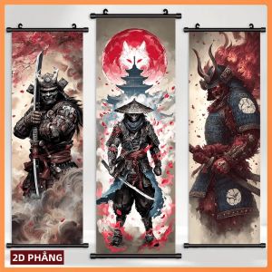 VIKAMA Hoa Anh Đào Samurai Ronin Tấm Thảm Ukiyo-e Áo Giáp Họa Tiết Dọc Treo Tường Cho Phòng Ngủ Trang Trí Phòng Khách Có Thể Giặt Bằng Máy