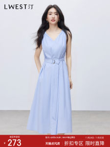 Elegant French Commuter Dress Womens Sleeveless Vest Dress Waist-Cinching Summer New Style L﹒WEST/Longwensting Cotton Blend