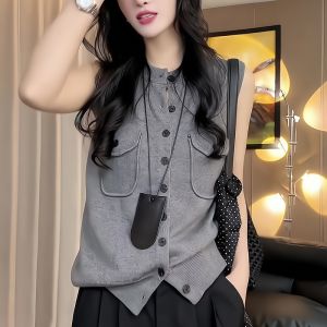 Gray Sleeveless Vest 2025 Summer New Style Casual Loose Fashionable Elegant High-End Feeling Zui Ping Commute Style plus Size