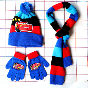 BLOKEES | 3Pcs Lightning McQueen New Autumn and Winter Cute Children Cars Cartoon Scarf Hat Glove Warm Boy Girl Car Child Hats