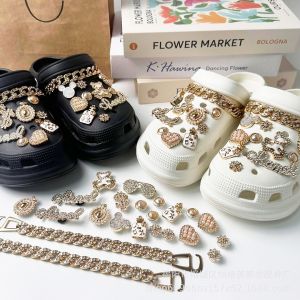 22Pcs Luxury Style Crocs Jibbitz Charms Inlaid Diamond Shoe Buckle Detachable Shoe Chain for Crocs