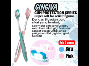 Sikat gigi Gingiva Gum Protection Series Sikat Gigi DENTAL Khusus Pengguna Gigi & Gusi Sensitif Membersihkan Menyeluruh Hingga Keseluruhan Gigi dan Gusi Super Soft 5 Bagian Bulu Lembut Biru Pink