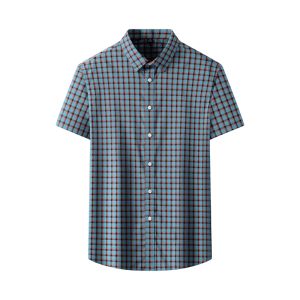 HENGYUANXIANG | Hengyuanxiang Summer Thin Ice Silk Shirt Mens Plaid Short Sleeve Casual Fashionable Dad Clothes Sharp Collar Slim Fit Shirt