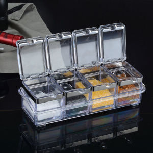 ชุดเก็บเครื่องปรุงรสอะคริลิกแบบหนาพร้อมช่องแยกเก็บของในครัว ชุดเครื่องปรุงรสแบบผสมผสานสำหรับใช้ในบ้านและธุรกิจ